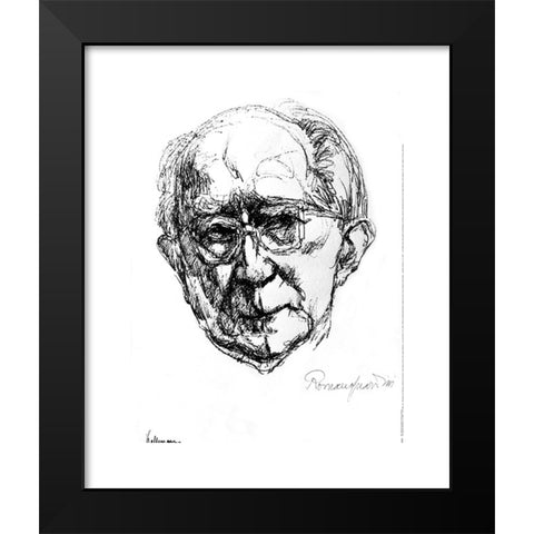 1960's Image Collection by INTERFOTO - Black Modern Wood Framed Art Print Titled: Guardini, Romano, 17.2.1885 - 1.10.1968, Italian philosopher and theologian, (Catholic), portrait, drawing by professor Hans Jürgen Kallmann, with signature,