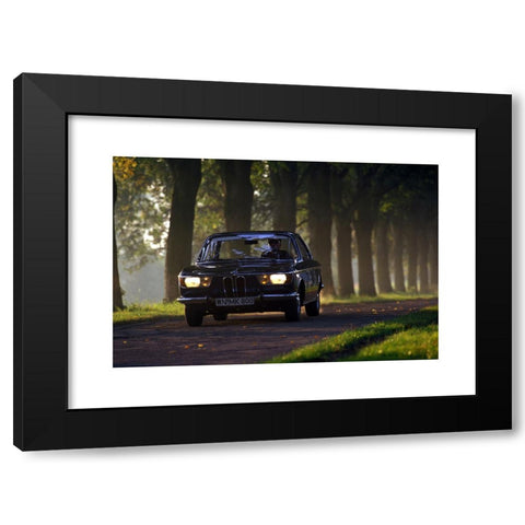 1960's Image Collection by culture-images GmbH - Black Modern Wood Framed Art Print Titled: Car, BMW 2000 CS, model year 1966-1968, vintage car, 1960s, sixties, Coupé, Coupe, dark-blue, driving, diagonal front, front vi