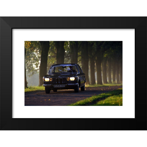 1960's Image Collection by culture-images GmbH - Black Modern Wood Framed Art Print Titled: Car, BMW 2000 CS, model year 1966-1968, vintage car, 1960s, sixties, Coupé, Coupe, dark-blue, driving, diagonal front, front vi