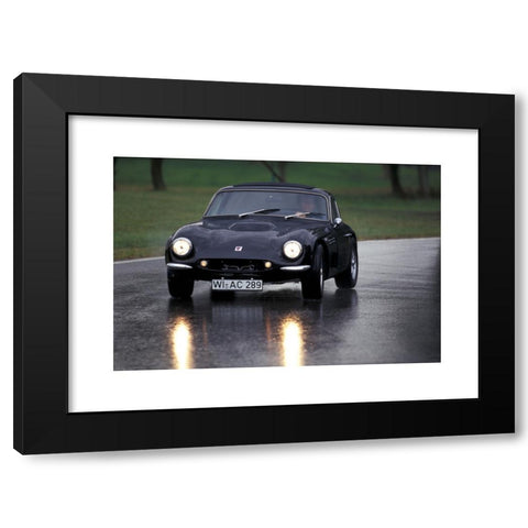 1960's Image Collection by culture-images GmbH - Black Modern Wood Framed Art Print Titled: Car, TVR Griffith, model year 1963-1965, Coupé, Coupe, vintage car, 1960s, sixties, black, driving, diagonal front, front view,