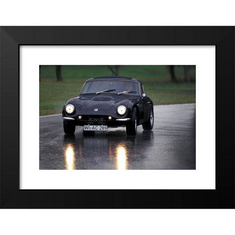 1960's Image Collection by culture-images GmbH - Black Modern Wood Framed Art Print Titled: Car, TVR Griffith, model year 1963-1965, Coupé, Coupe, vintage car, 1960s, sixties, black, driving, diagonal front, front view,