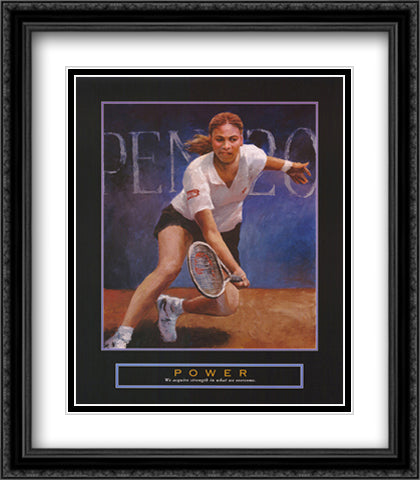 Power, Tennis Player 26x32 Black Ornate Wood Framed Art Print Poster with Double Matting by Chiu, T. C.
