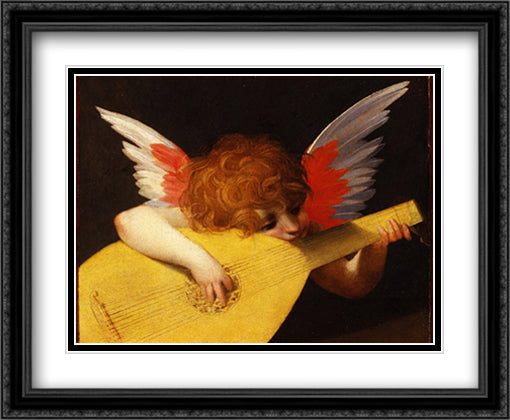 Musician Angel 32x24 Black Ornate Wood Framed Art Print Poster with Double Matting by Fiorentino, Rosso