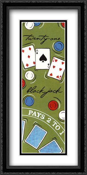 Blackjack 12x28 Black Ornate Wood Framed Art Print Poster with Double Matting by Max, Louise
