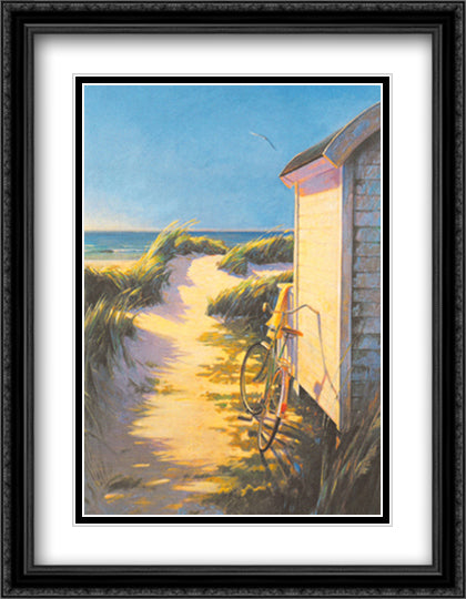 Morning Shadows 24x32 Black Ornate Wood Framed Art Print Poster with Double Matting by Raab, Olivier