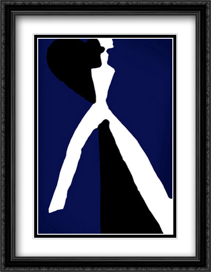 Bleu I 24x32 Black Ornate Wood Framed Art Print Poster with Double Matting by Kuroda, Aki