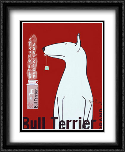 Bull Terrier Tea 26x32 Black Ornate Wood Framed Art Print Poster with Double Matting by Bailey, Ken