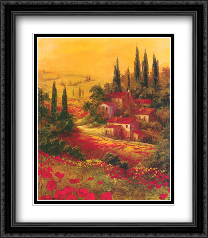 Toscano Valley I 26x32 Black Ornate Wood Framed Art Print Poster with Double Matting by Fronckowiak, Art