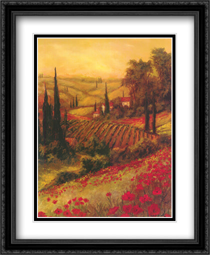 Toscano Valley II 26x32 Black Ornate Wood Framed Art Print Poster with Double Matting by Fronckowiak, Art