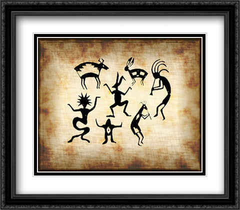 Petroglyph I 28x22 Black Ornate Wood Framed Art Print Poster with Double Matting by Whitefeather
