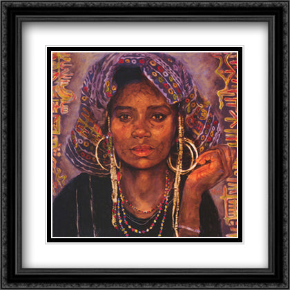 Kande 24x26 Black Ornate Wood Framed Art Print Poster with Double Matting by Clark, Leslie