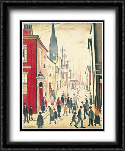 Organ Grinder 24x32 Black Ornate Wood Framed Art Print Poster with Double Matting by Lowry, Lawrence Stephen
