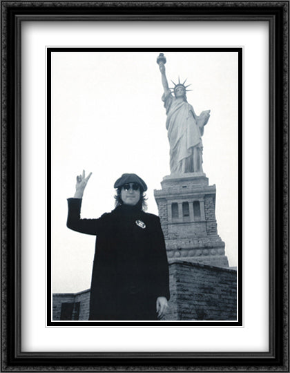 John Lennon Statue of Liberty 24x32 Black Ornate Wood Framed Art Print Poster with Double Matting by Gruen, Bob