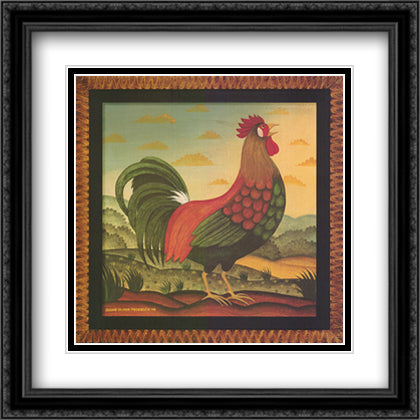 Rooster 24x24 Black Ornate Wood Framed Art Print Poster with Double Matting by Pedersen, Diane Ulmer