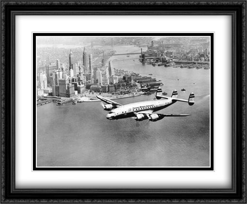 Lockheed Constellation, New York, 1950 27x22 Black Ornate Wood Framed Art Print Poster with Double Matting by American History