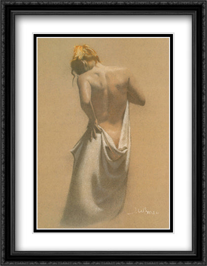 The Bather 24x32 Black Ornate Wood Framed Art Print Poster with Double Matting by Cornell, Jeff