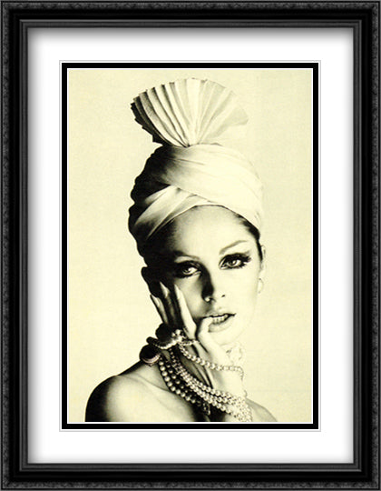 Pleated Turban, April 1965 24x32 Black Ornate Wood Framed Art Print Poster with Double Matting by Bailey, David
