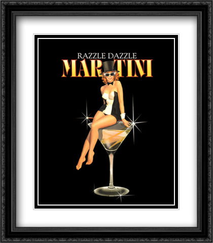 Razzle Dazzle Martini 22x26 Black Ornate Wood Framed Art Print Poster with Double Matting by Burch, Ralph