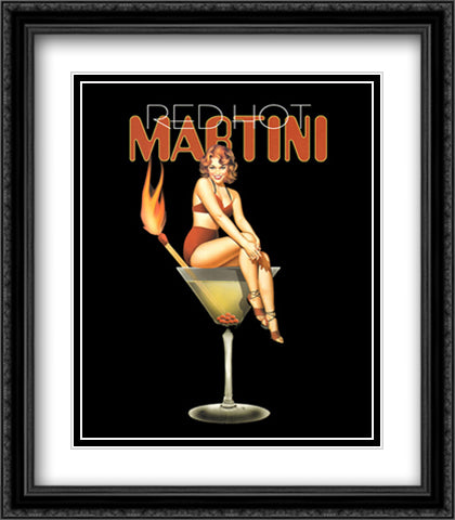 Red Hot Martini 22x26 Black Ornate Wood Framed Art Print Poster with Double Matting by Burch, Ralph