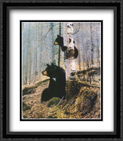 In The Adirondacks 23x30 Black Ornate Wood Framed Art Print Poster with Double Matting by Coleman, Michael