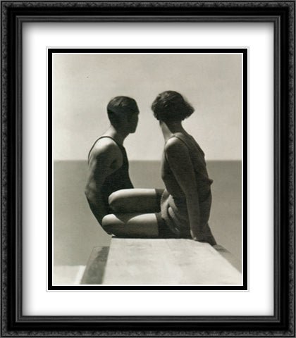 Huene - Swimwear by AJ Izod 26x32 Black Ornate Wood Framed Art Print Poster with Double Matting by Heune, Hoyningen