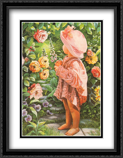 Rosie 26x32 Black Ornate Wood Framed Art Print Poster with Double Matting by Rios, Susan