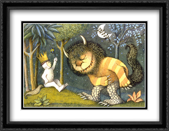 Where the Wild Things Are 28x22 Black Ornate Wood Framed Art Print Poster with Double Matting by Sendak, Maurice