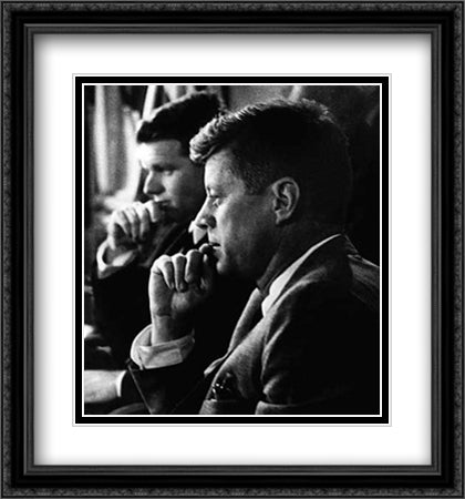 JFK with Robert Kennedy, 1962 22x28 Black Ornate Wood Framed Art Print Poster with Double Matting by American History