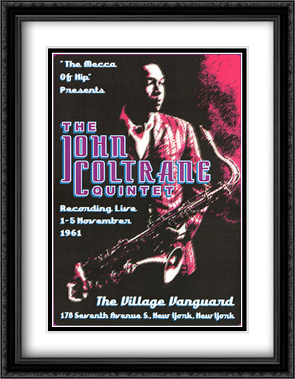 John Coltrane, 1961 21x28 Black Ornate Wood Framed Art Print Poster with Double Matting