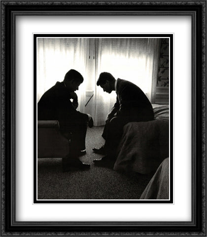 John F. Kennedy and Robert F. Kennedy 26x32 Black Ornate Wood Framed Art Print Poster with Double Matting by American History