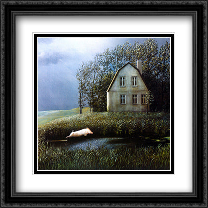 Kohler's Schwein (Autumn) 32x24 Black Ornate Wood Framed Art Print Poster with Double Matting by Sowa, Michael