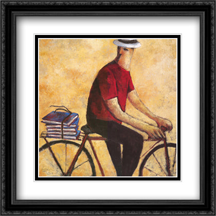 El Hombre De La Bicicleta 28x30 Black Ornate Wood Framed Art Print Poster with Double Matting by Lourenco, Didier