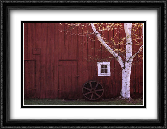 Country Barn 32x26 Black Ornate Wood Framed Art Print Poster with Double Matting by Welsh, Dennis