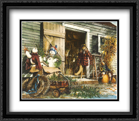 Changing Seasons 28x22 Black Ornate Wood Framed Art Print Poster with Double Matting by Rossini, John