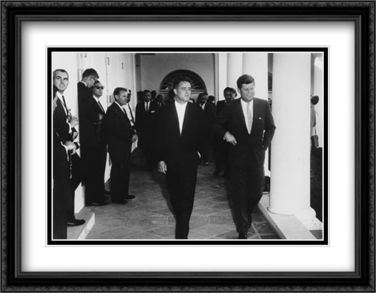 Sargent Shriver with JFK 28x22 Black Ornate Wood Framed Art Print Poster with Double Matting by American History