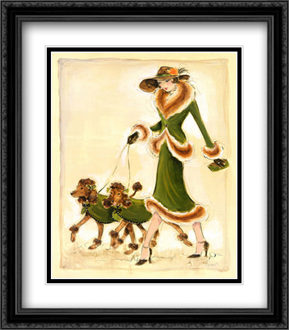Prancing Poodles 26x32 Black Ornate Wood Framed Art Print Poster with Double Matting by Dupre, Karen