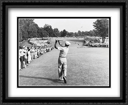 One Iron (Ben Hogan) 33x26 Black Ornate Wood Framed Art Print Poster with Double Matting by Peskin