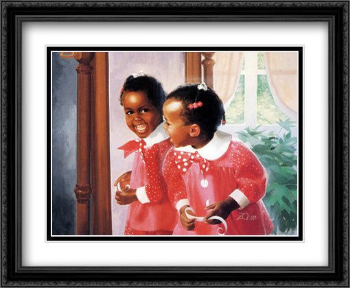 Grandma's Mirror 24x30 Black Ornate Wood Framed Art Print Poster with Double Matting by Zolan, Donald