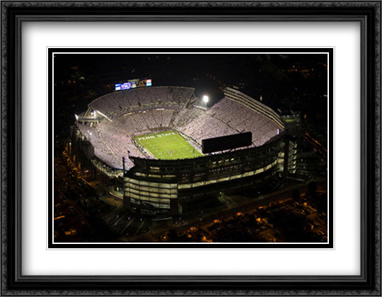 Beaver Stadium, Penn State 32x26 Black Ornate Wood Framed Art Print Poster with Double Matting by Smith, Mike