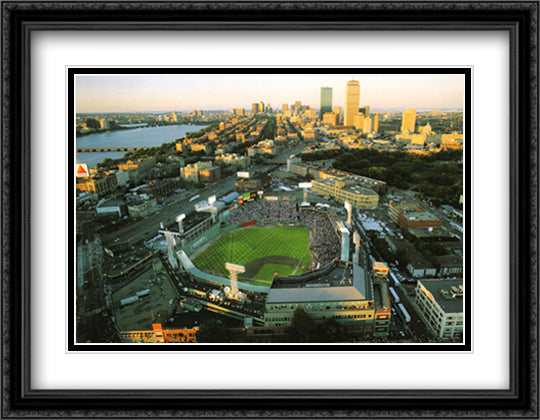 Boston, Massachusetts, Fenway Park 32x26 Black Ornate Wood Framed Art Print Poster with Double Matting by Smith, Mike