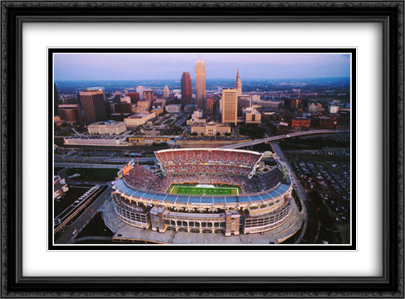Cleveland, Ohio, Browns Stadium 32x26 Black Ornate Wood Framed Art Print Poster with Double Matting by Smith, Mike