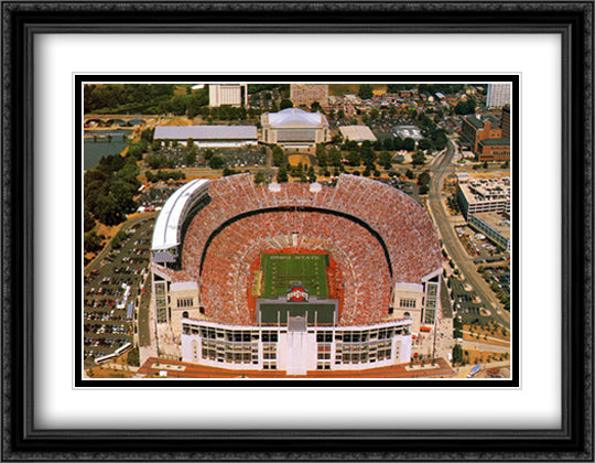 Ohio Stadium, OSU, Columbus 32x26 Black Ornate Wood Framed Art Print Poster with Double Matting by Smith, Mike
