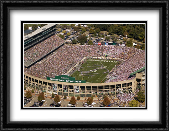 Spartan Stadium, East Lansing, Michigan 32x26 Black Ornate Wood Framed Art Print Poster with Double Matting by Smith, Mike