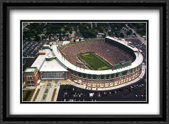 Green Bay, Wisconsin, New Lambeau Field 32x26 Black Ornate Wood Framed Art Print Poster with Double Matting by Smith, Mike