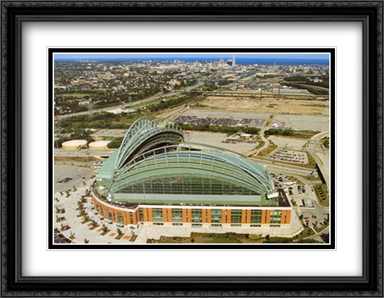 Milwaukee, Wisconsin, Miller Park 32x26 Black Ornate Wood Framed Art Print Poster with Double Matting by Smith, Mike