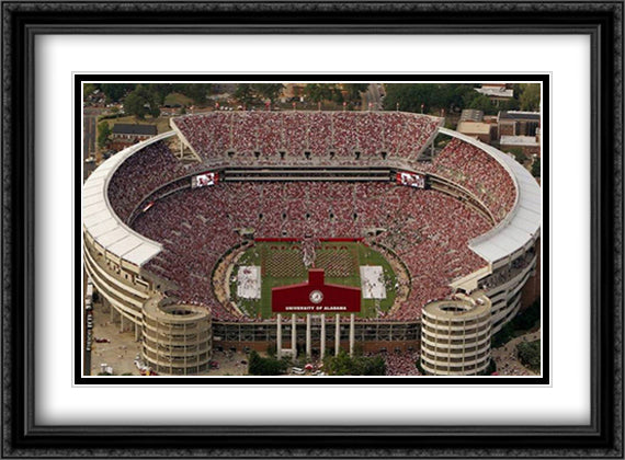 University Of Alabama, Bryant-Denny Stadium 32x26 Black Ornate Wood Framed Art Print Poster with Double Matting by Smith, Mike