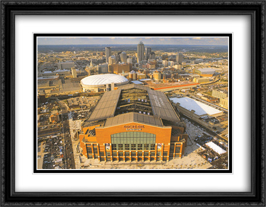 Indianapolis Colts, Lucas Oil Stadium 32x26 Black Ornate Wood Framed Art Print Poster with Double Matting by Smith, Mike