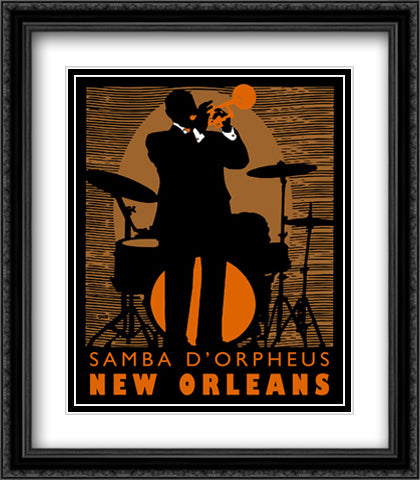 Samba D'Orpheus 26x32 Black Ornate Wood Framed Art Print Poster with Double Matting by Kriesel, Johanna