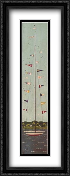 Nautical II 11x32 Black Ornate Wood Framed Art Print Poster with Double Matting by Kimble, Warren