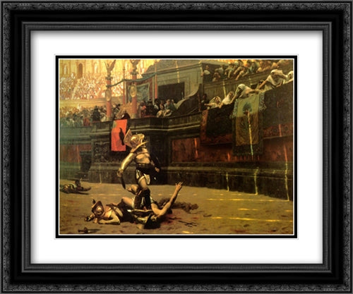 Pollice Verso 24x20 Black Ornate Wood Framed Art Print Poster with Double Matting by Gerome, Jean Leon